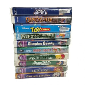 Lot of 10 Vintage Walt Disney VHS Movies Snow White Robinhood More